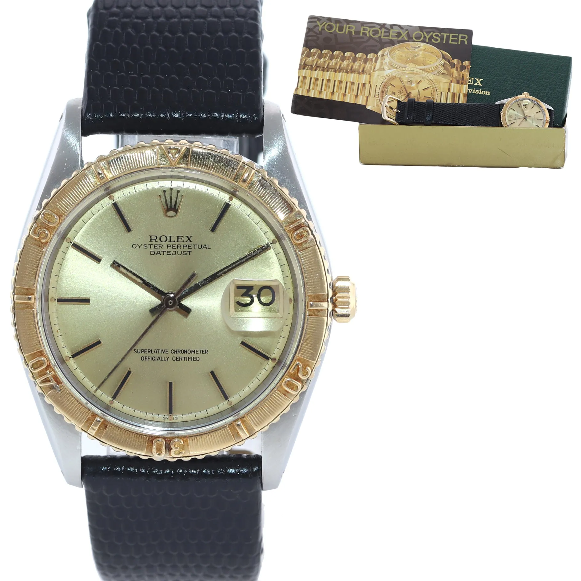 VINTAGE Rolex DateJust 1625 Turn-O-Graph 36mm Steel Gold Thunderbird Date Watch