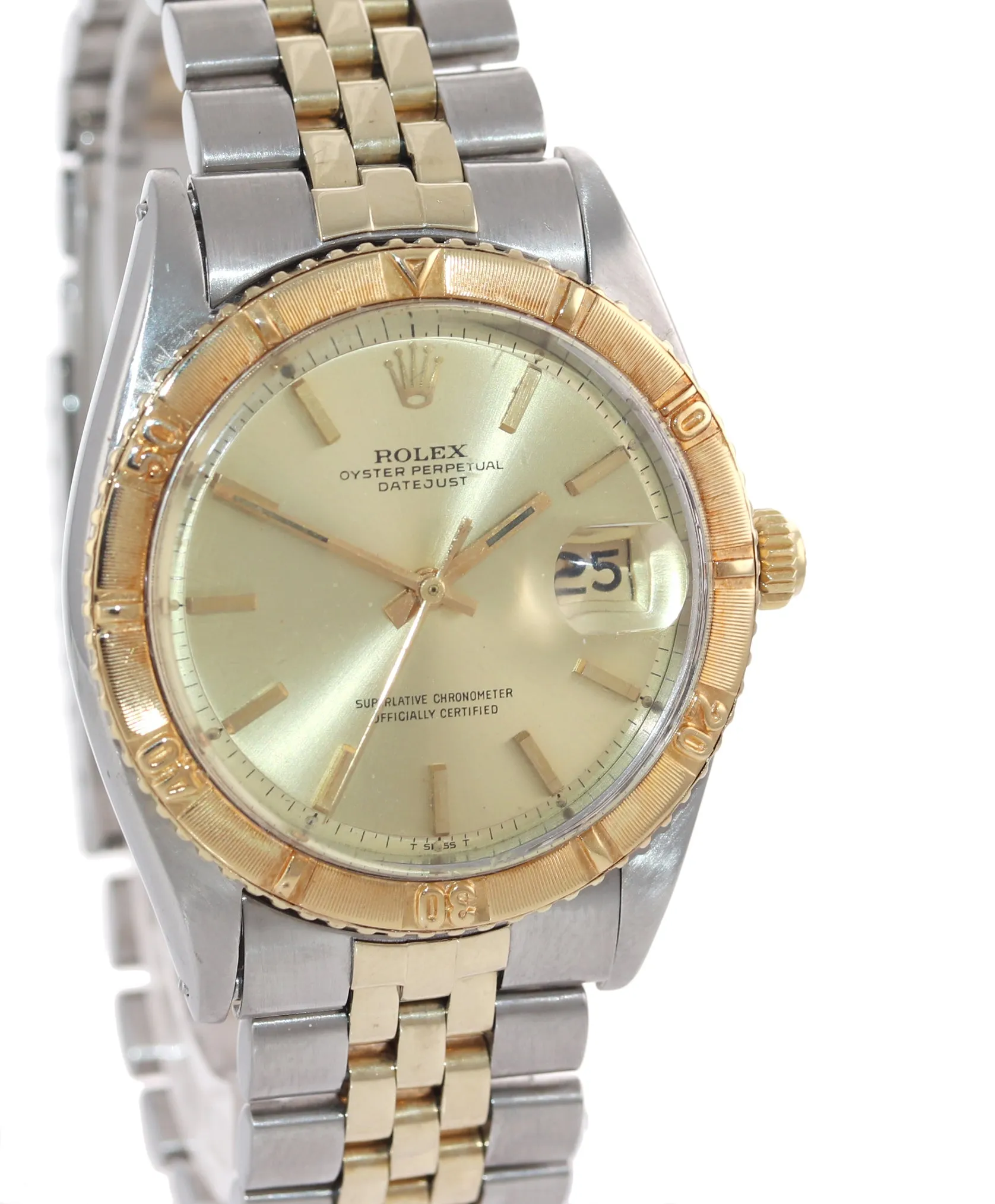 VINTAGE Rolex DateJust 1625 Turn-O-Graph 36mm Steel Gold Thunderbird Date Watch