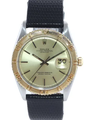 VINTAGE Rolex DateJust 1625 Turn-O-Graph 36mm Steel Gold Thunderbird Date Watch