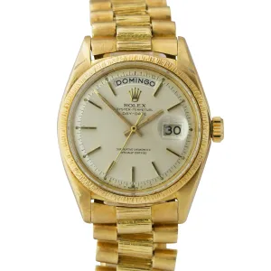VINTAGE Rolex Day-Date President Silver PIE PAN 1807 36mm 18K Yellow Gold Watch
