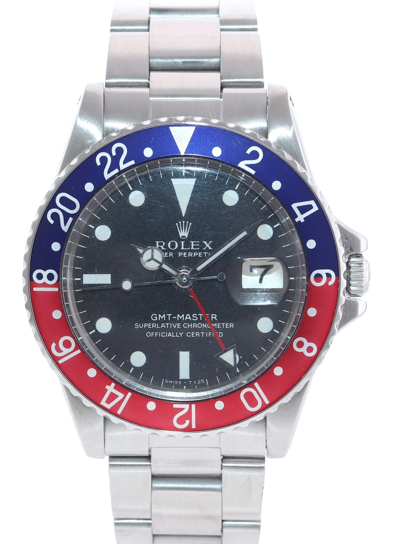 VTG 1969 Rolex GMT-Master Pepsi Blue Red Matte Dial 1675 Steel Watch