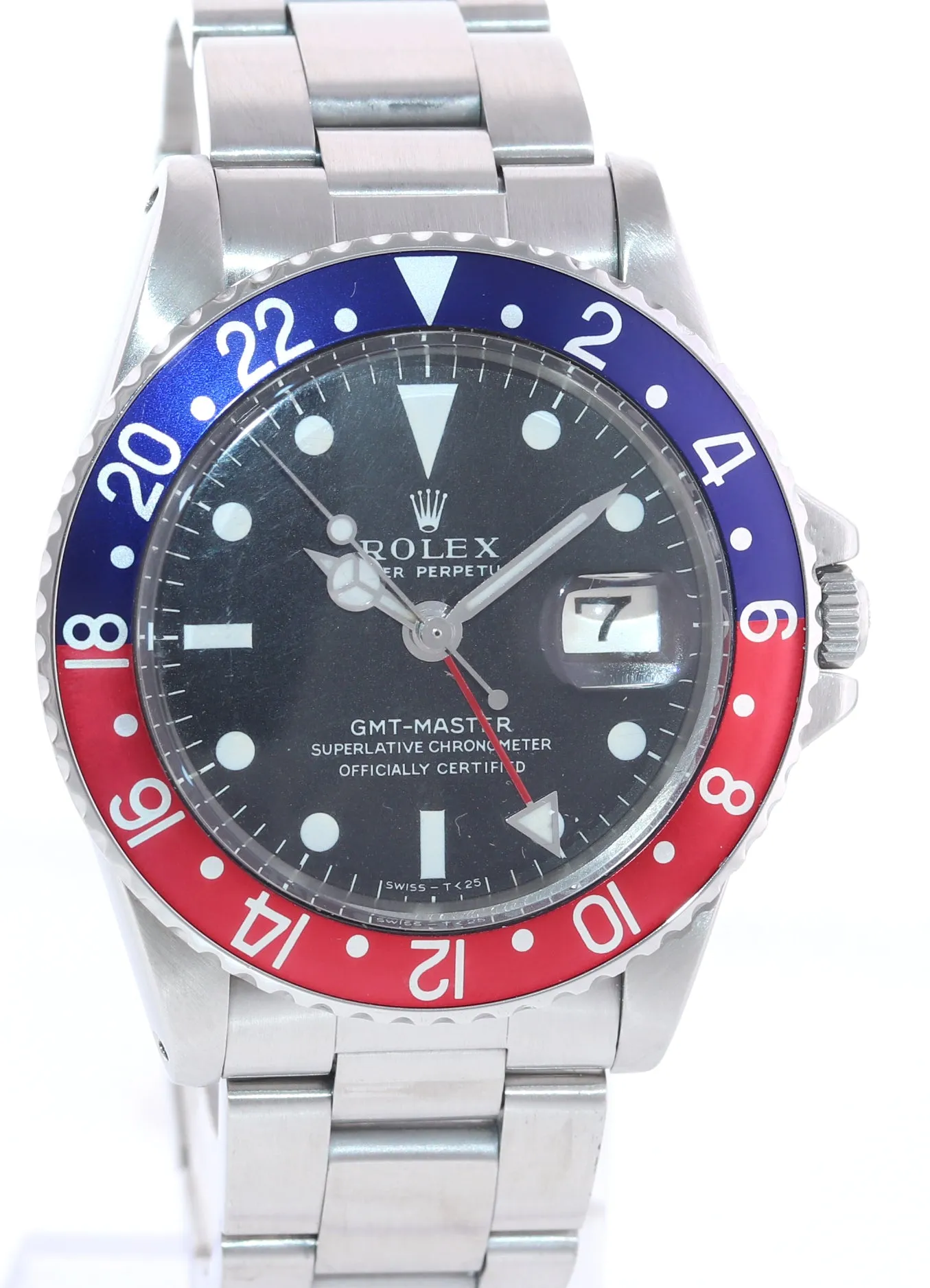 VTG 1969 Rolex GMT-Master Pepsi Blue Red Matte Dial 1675 Steel Watch
