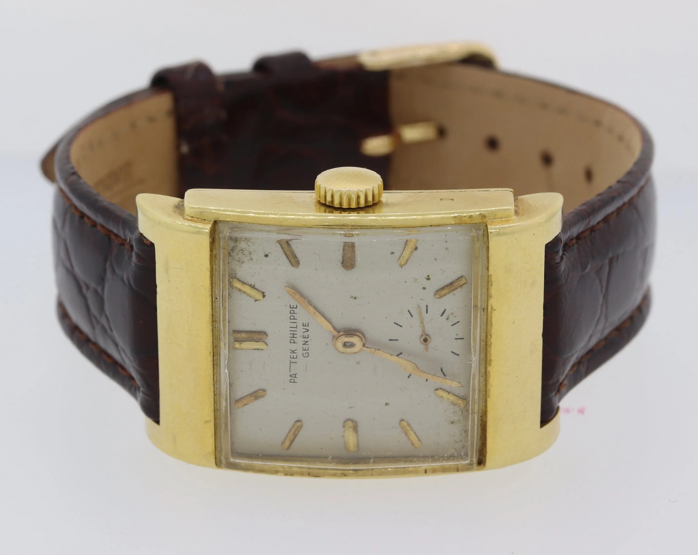 VTG Patek Philippe Solid 18k Yellow Gold 2479 Manual 26mm Silver Swiss Watch E8