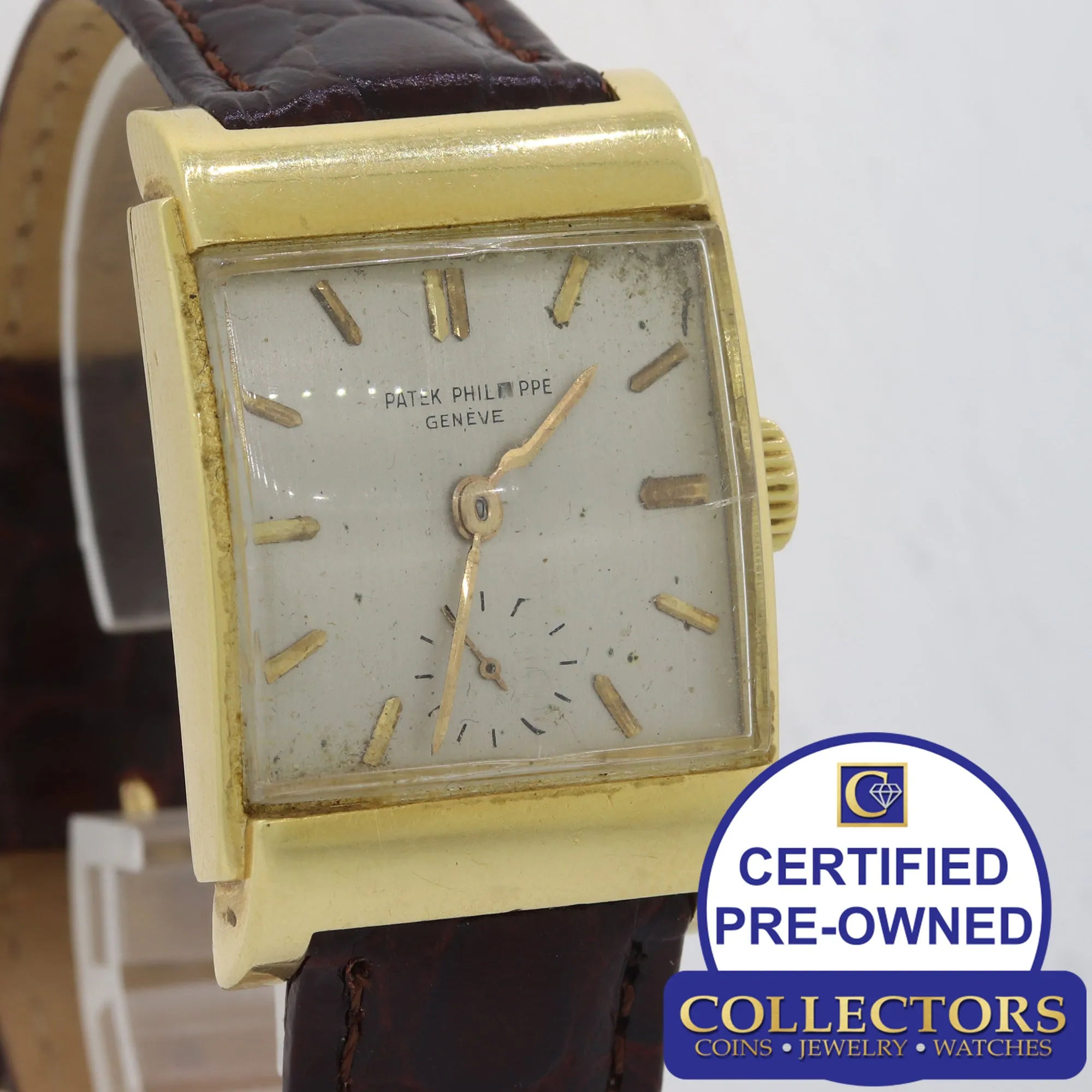 VTG Patek Philippe Solid 18k Yellow Gold 2479 Manual 26mm Silver Swiss Watch E8