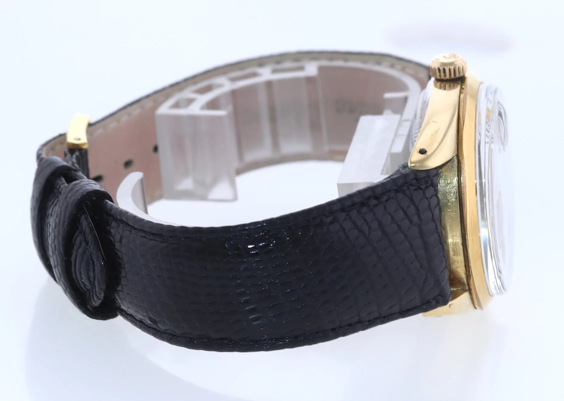 VTG Rolex Date Gold Shell 15505 34mm Champagne Stick Oyster Perpetual Watch