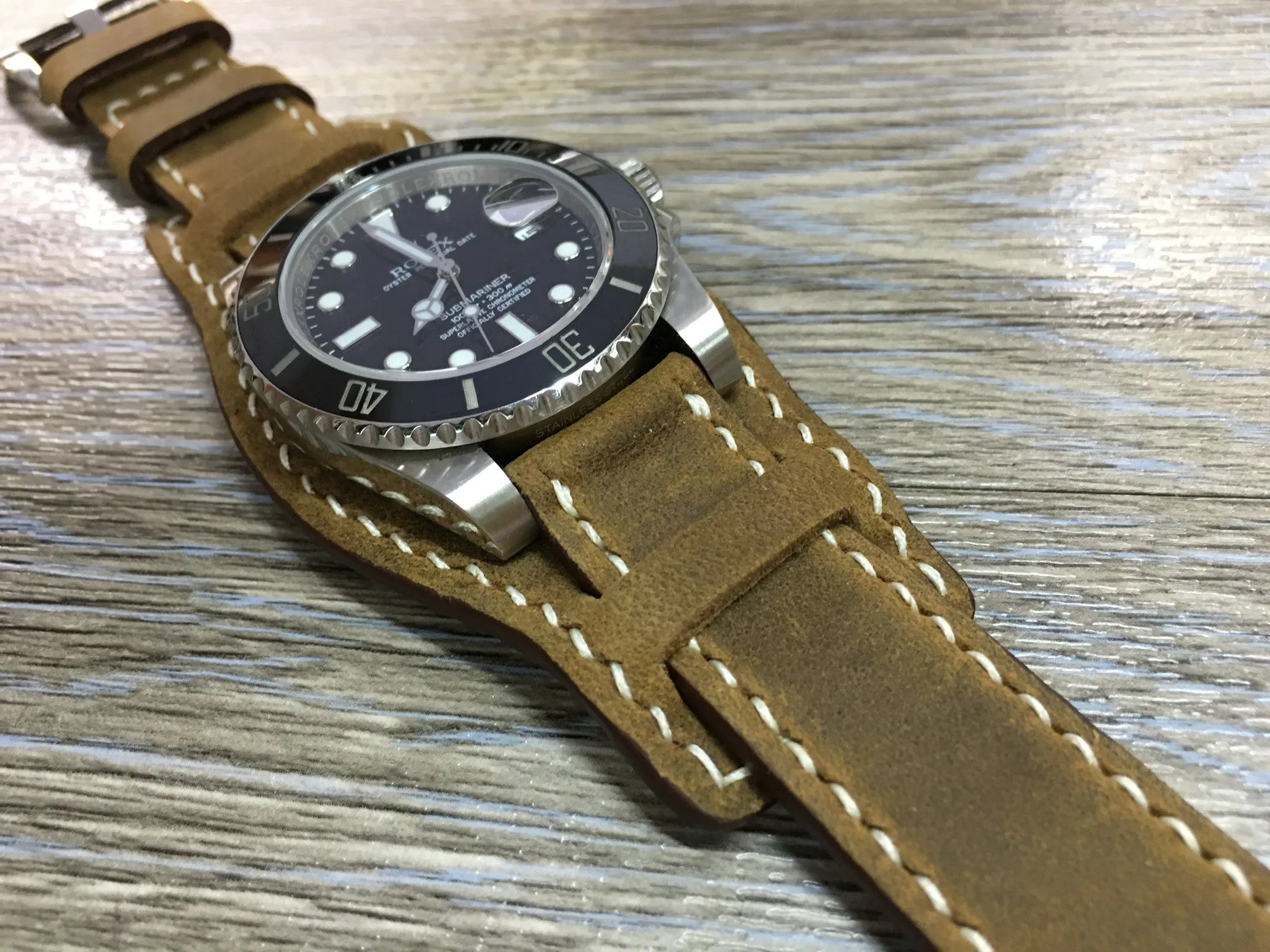 Watch Strap 20mm, Brown Leather Watch Bands 19mm Bund Straps Style, Leather Cuff Watches Handmade
