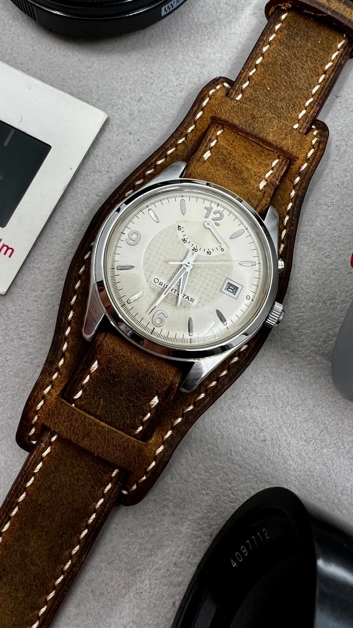 Watch Strap 20mm, Brown Leather Watch Bands 19mm Bund Straps Style, Leather Cuff Watches Handmade