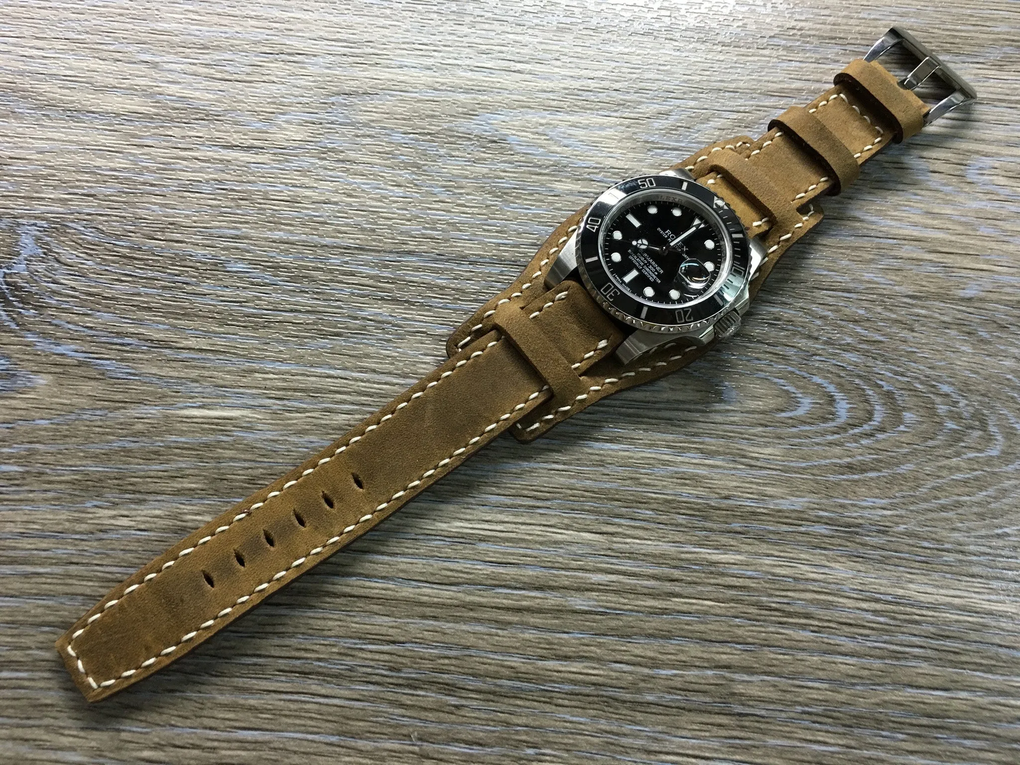 Watch Strap 20mm, Brown Leather Watch Bands 19mm Bund Straps Style, Leather Cuff Watches Handmade