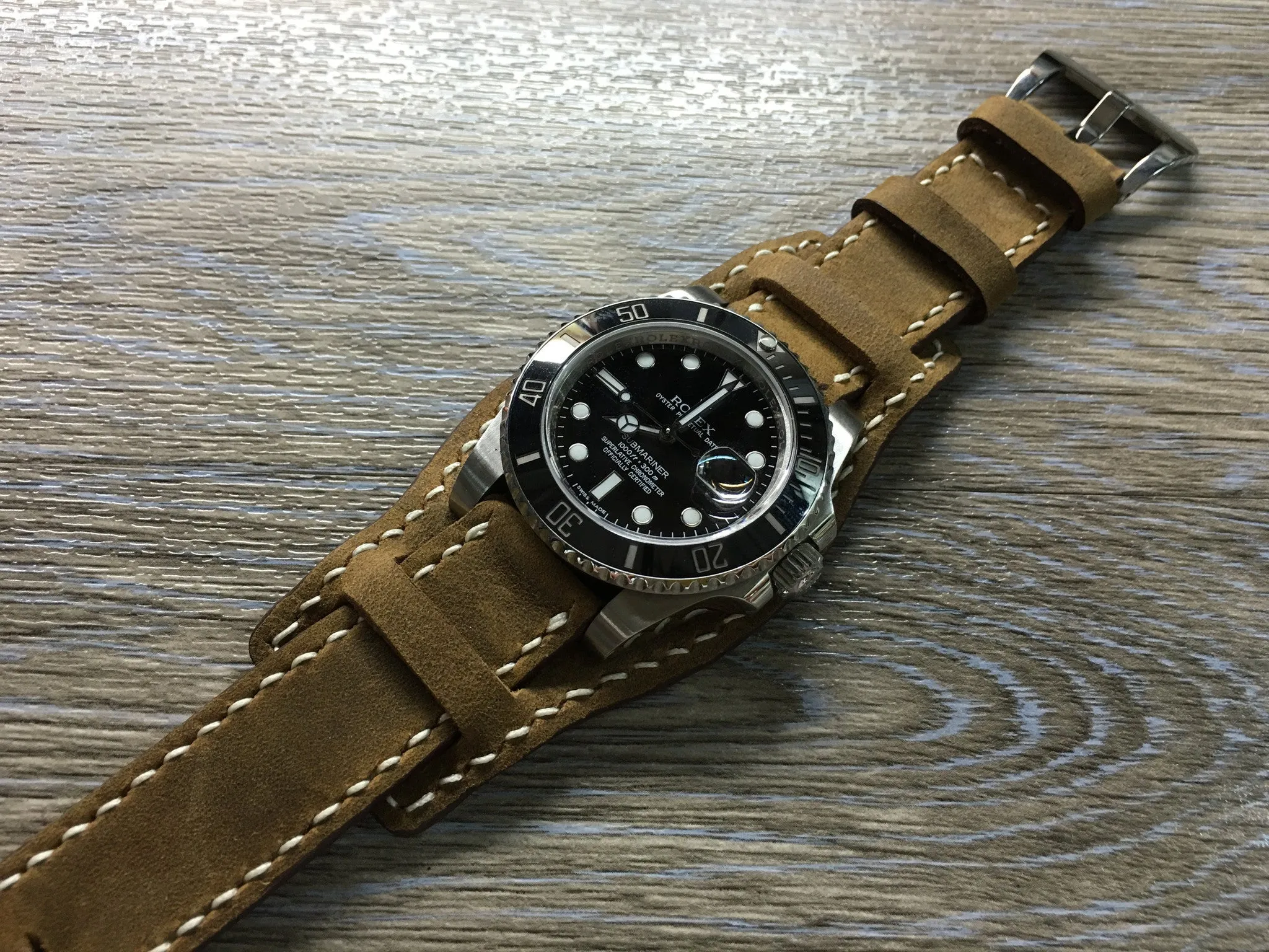 Watch Strap 20mm, Brown Leather Watch Bands 19mm Bund Straps Style, Leather Cuff Watches Handmade