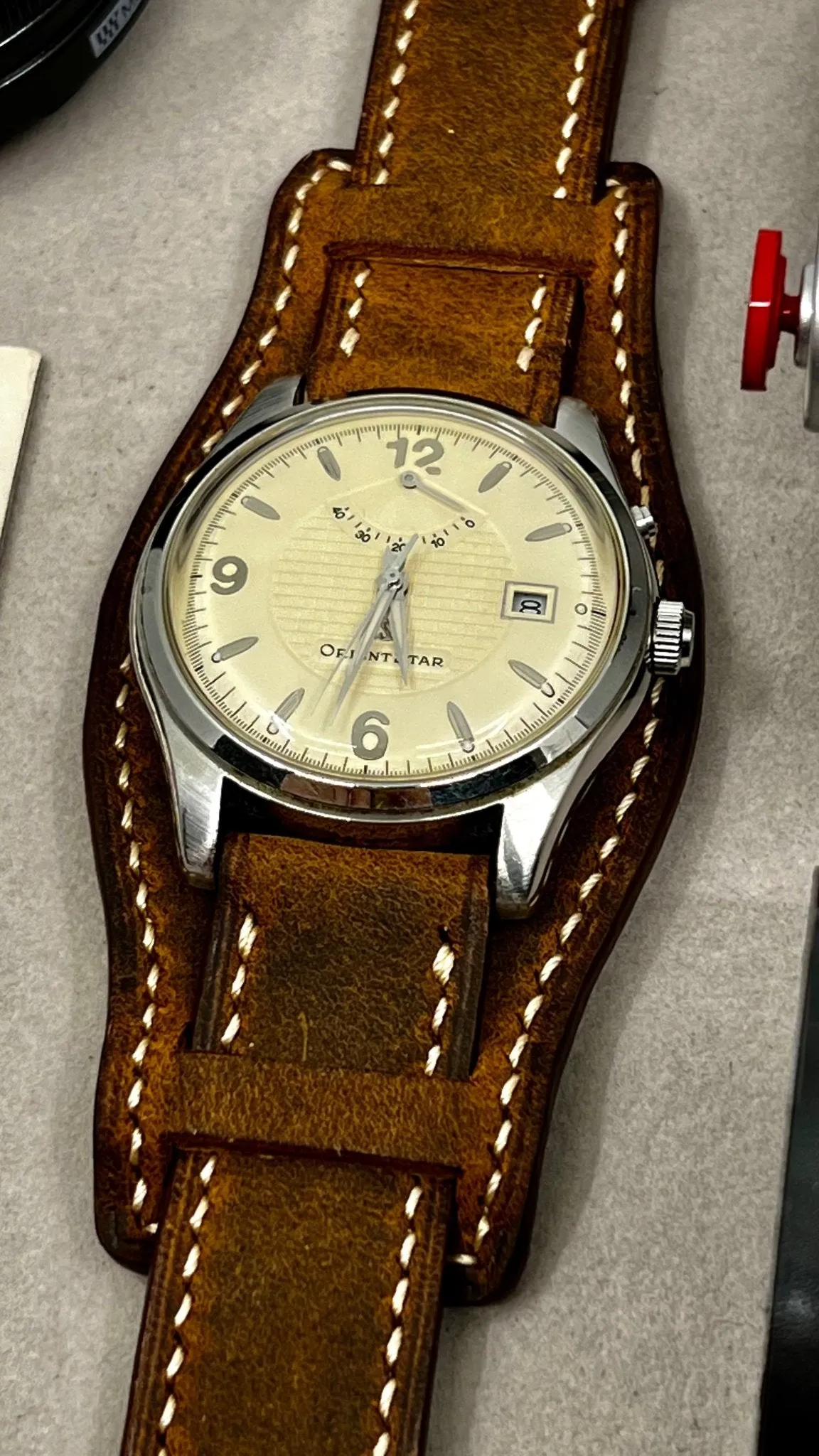 Watch Strap 20mm, Brown Leather Watch Bands 19mm Bund Straps Style, Leather Cuff Watches Handmade
