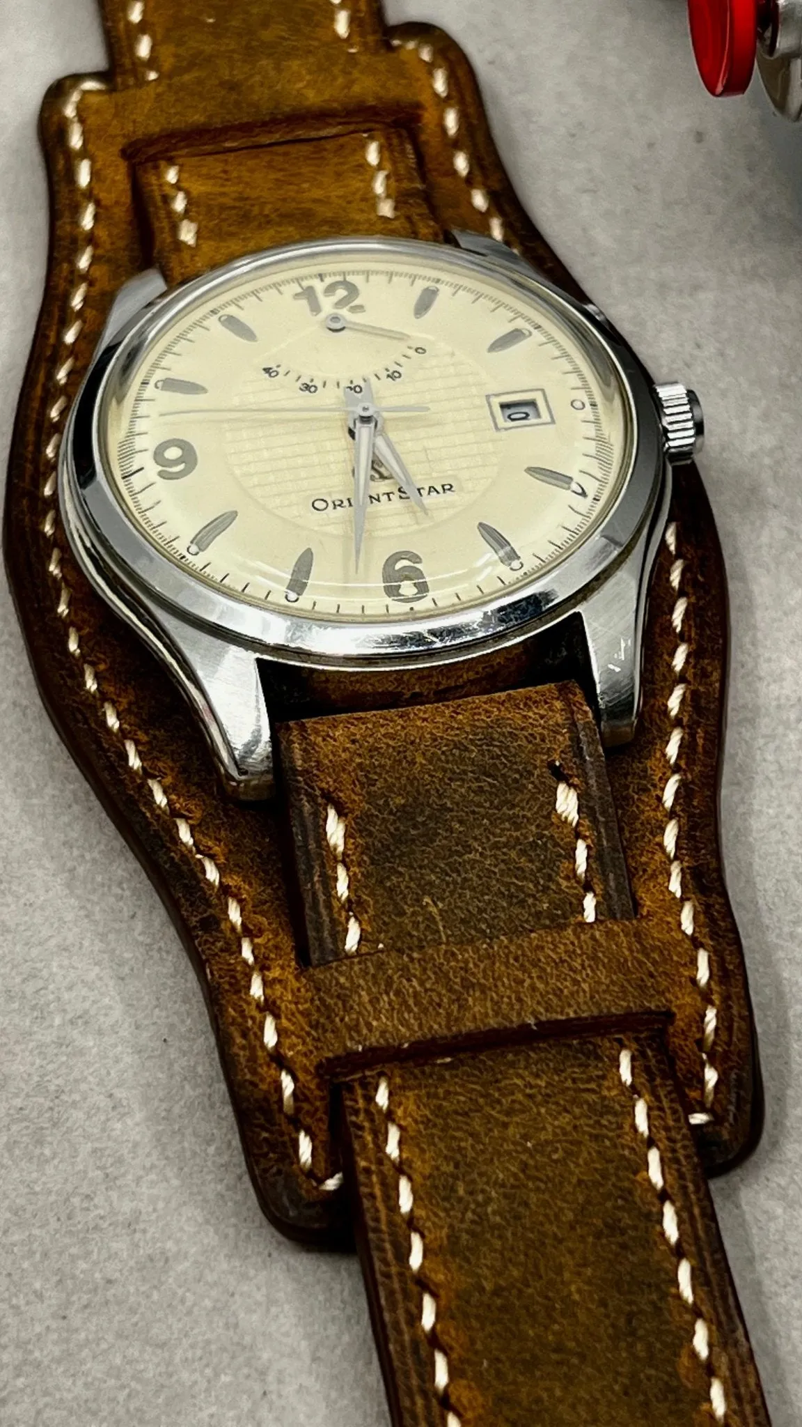 Watch Strap 20mm, Brown Leather Watch Bands 19mm Bund Straps Style, Leather Cuff Watches Handmade