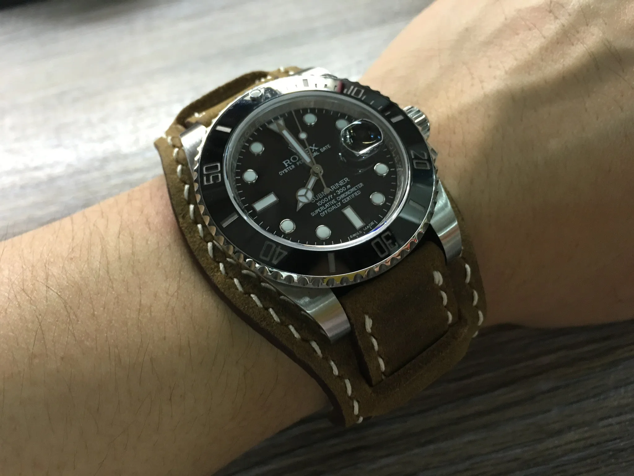 Watch Strap 20mm, Brown Leather Watch Bands 19mm Bund Straps Style, Leather Cuff Watches Handmade
