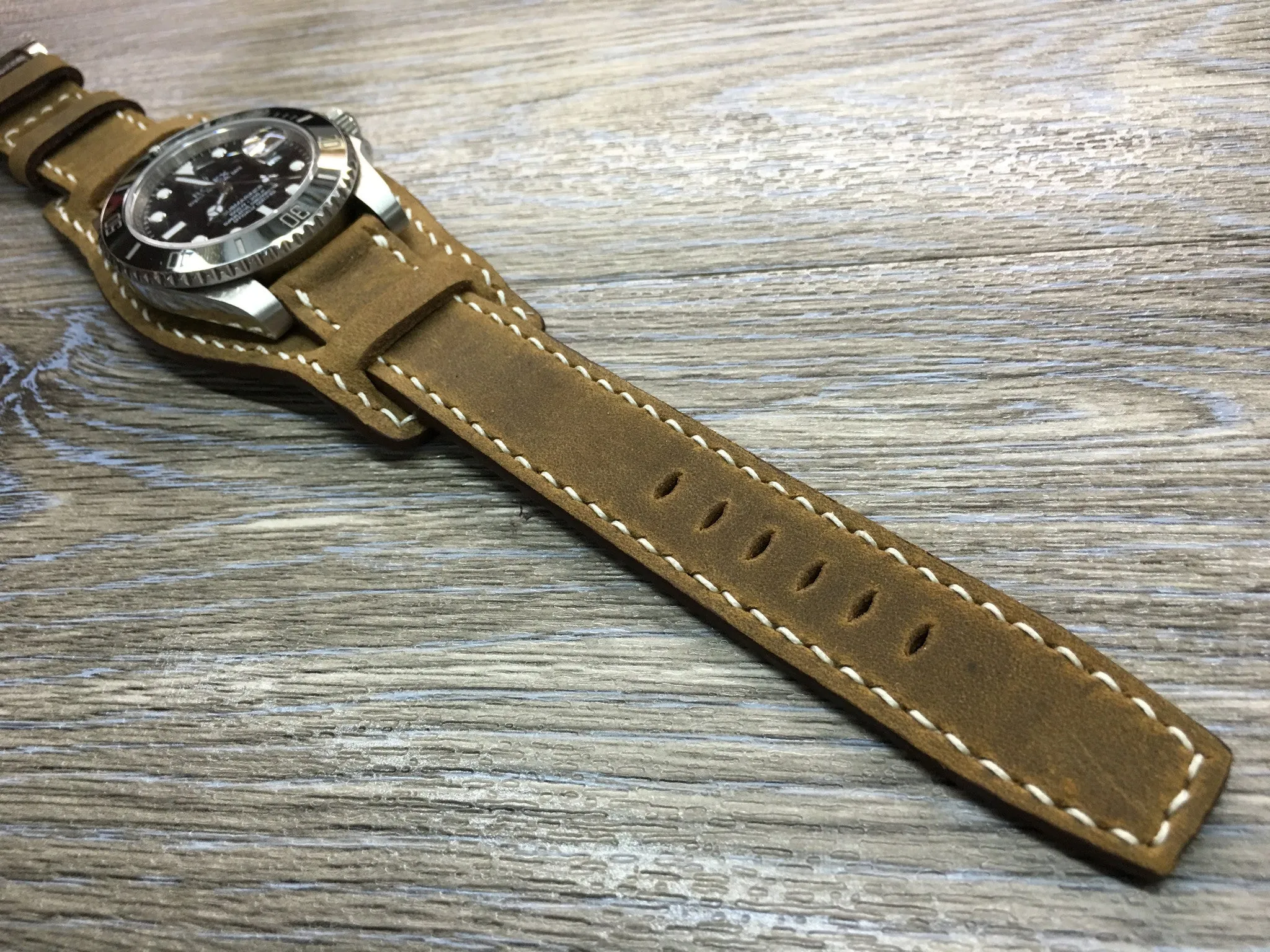Watch Strap 20mm, Brown Leather Watch Bands 19mm Bund Straps Style, Leather Cuff Watches Handmade