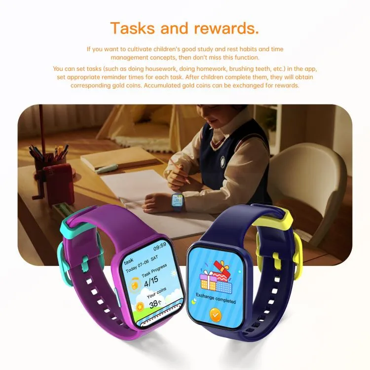Wish 6 1.69 inch TFT Color Screen IP68 Waterproof Children Companion Smart Watch(Purple)