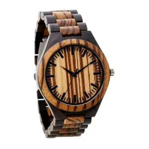 Zebra Wood Two-Tone Watch with Custom Engraving