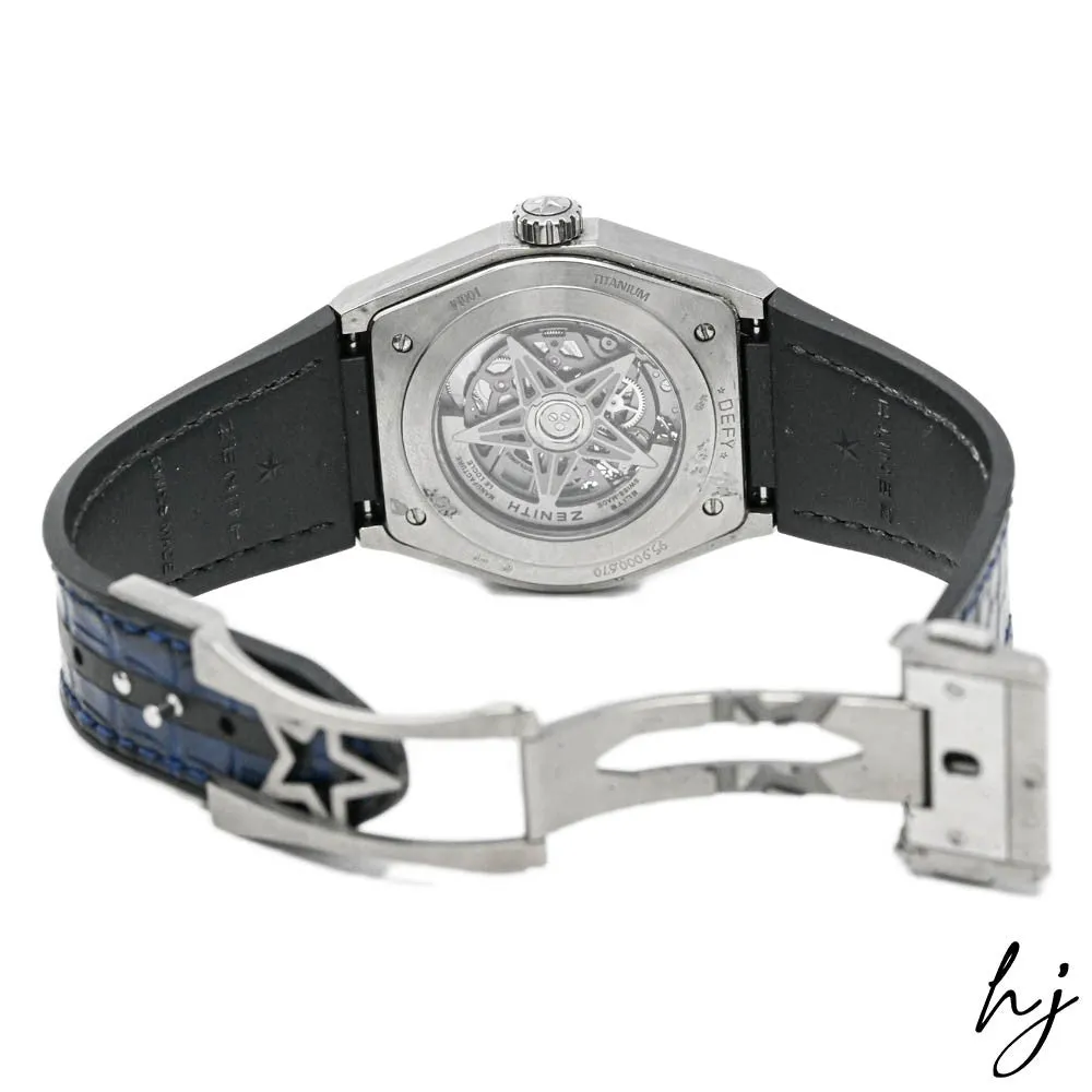 Zenith Men's Defy Classic Brushed Titanium 41mm Blue Skeleton Dial Watch Ref# 95.9000.670/78.R584