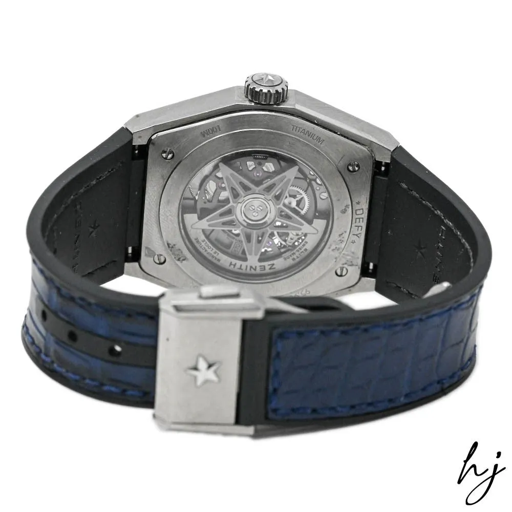 Zenith Men's Defy Classic Brushed Titanium 41mm Blue Skeleton Dial Watch Ref# 95.9000.670/78.R584