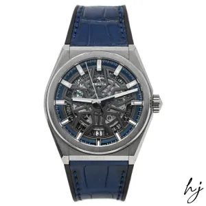 Zenith Men's Defy Classic Brushed Titanium 41mm Blue Skeleton Dial Watch Ref# 95.9000.670/78.R584