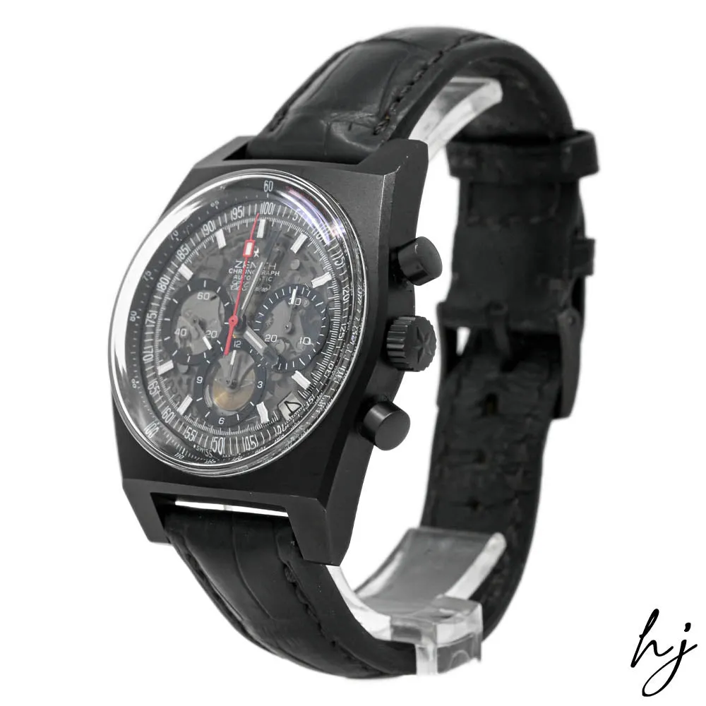 Zenith Men's Limited Edition El Primero Vintage 1969 PVD Coated Titanium 40mm Black Skeleton Dial Watch Reference #: 96.1969.469/77