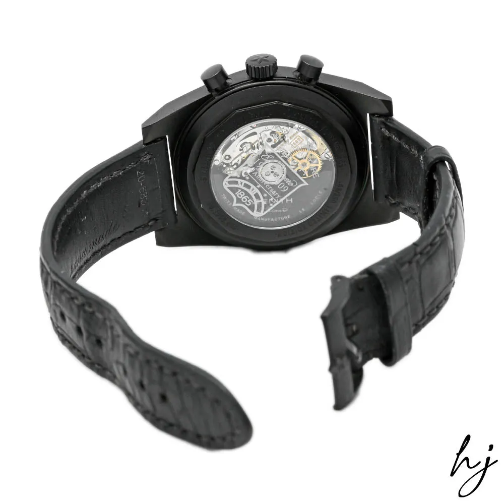 Zenith Men's Limited Edition El Primero Vintage 1969 PVD Coated Titanium 40mm Black Skeleton Dial Watch Reference #: 96.1969.469/77